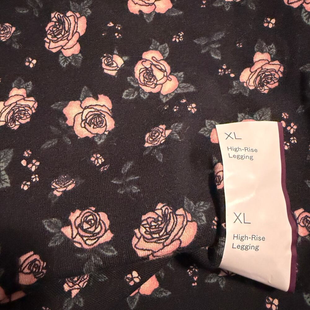 Wild Fable Women's Black Floral High-Waisted Classic Leggings - Size XL - NWT - Picture 6 of 6